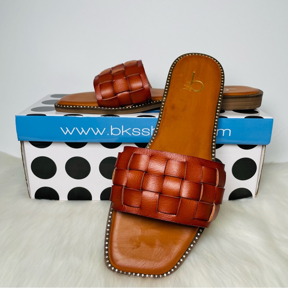 NEW bks Brown Woven Slide Sandals Size 7